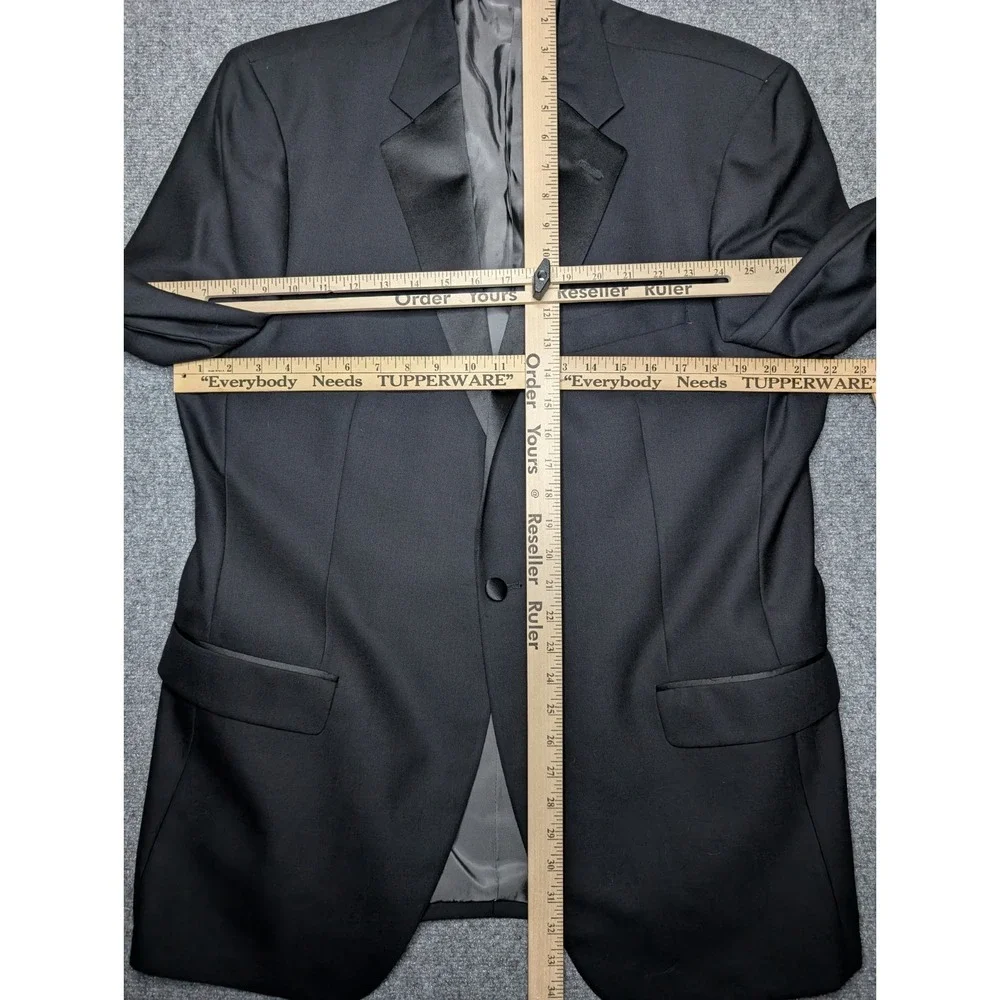 Hart Schaffner Marx Tuxedo Jacket 1‎ One Button Black 44L Hole**